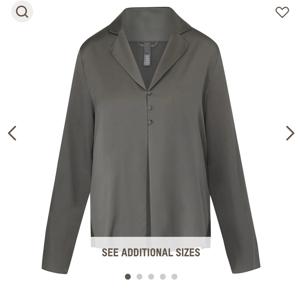 Skims Silk Open Neckline Sleep Top in Gunmetal size XXS